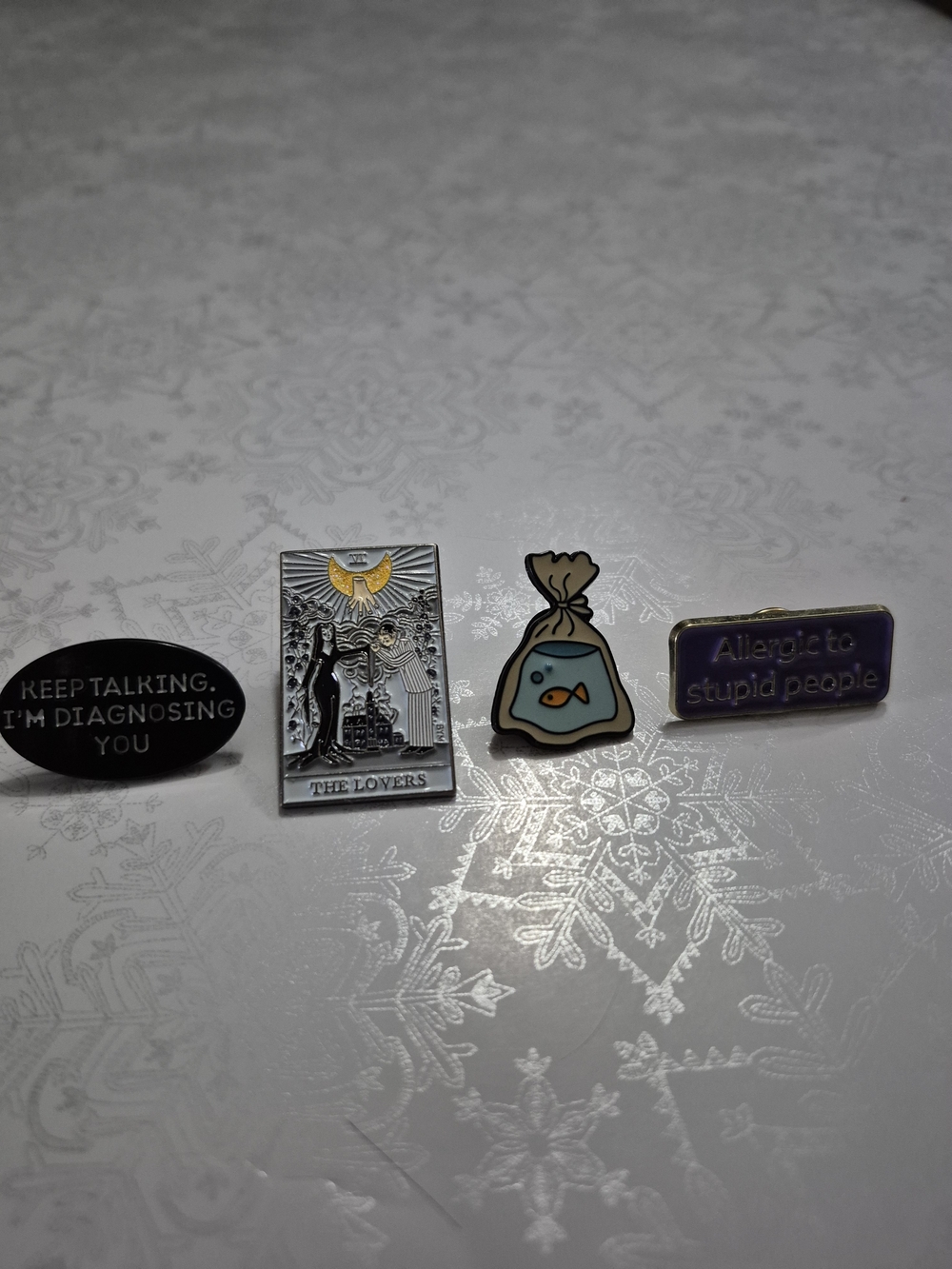 Ardene 4 Enamel Pin Set  - Black, Silver, Gold, Blue, Purple